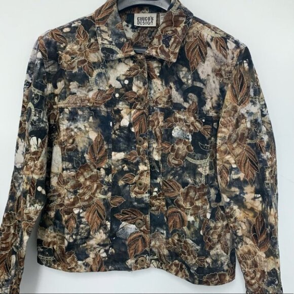 Chico’s Design Vintage Denim Patterned  Jacket - Picture 2 of 6
